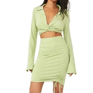 NWT!! Free People - Gathered Green Skirt - Size Medium
